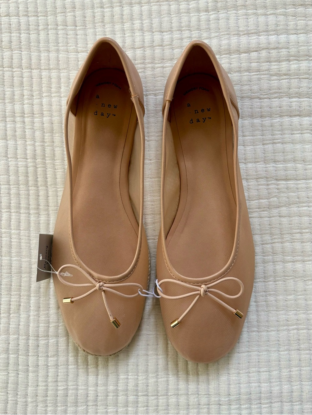 A New Day Amara Women’s Ballet Espadrille Flats With Mesh Material and Bow NWT